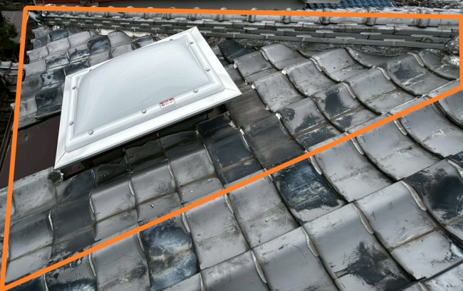 土葺き瓦屋根　葺き替えを行う一部